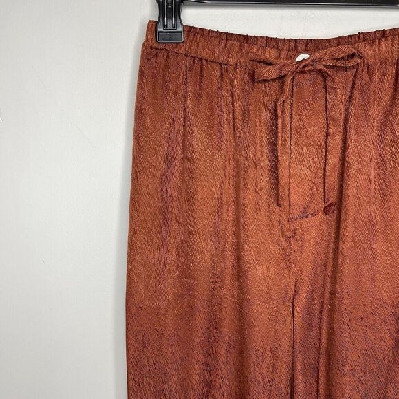UNTITLED IN MOTION Satin Pants Women Small Brown Wide Leg Pajama Suiting - Picture 4 of 16